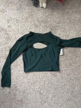 Old Navy Dark Green Long Sleeve Cutout Crop Top